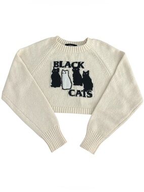 Black Cats Cropped Knit Sweater 🐈‍⬛